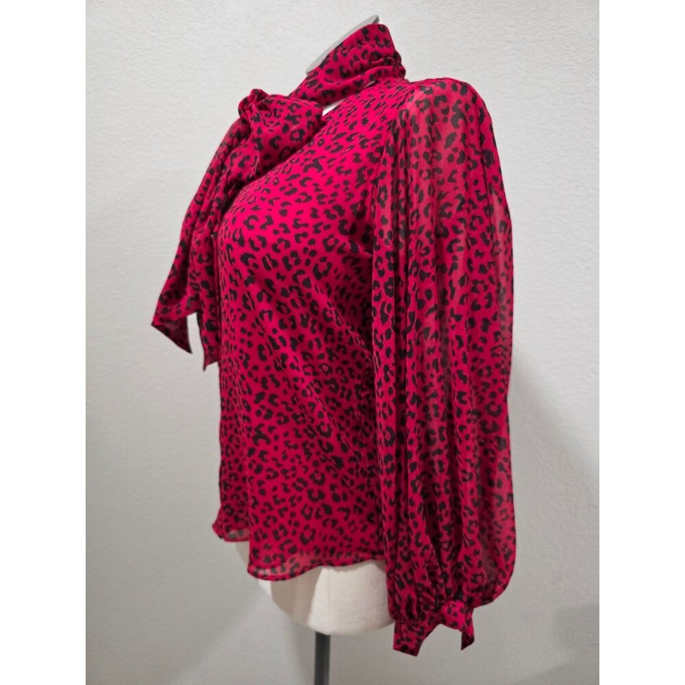 Chicos Red Leopard Print Button-Down Blouse With … - image 8